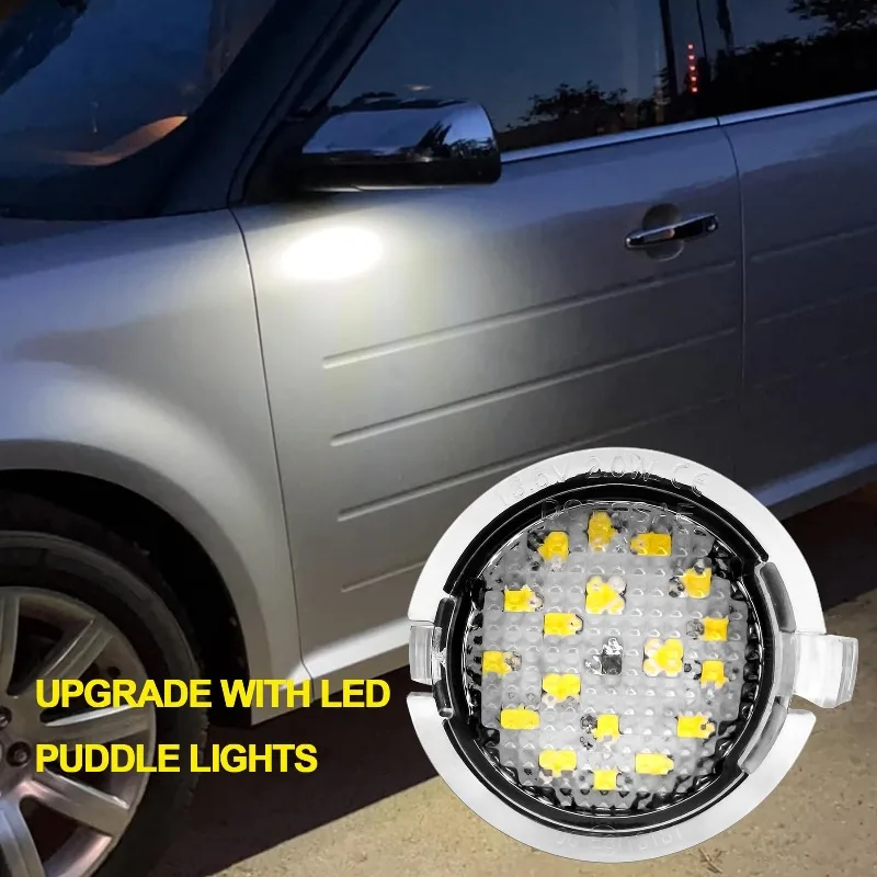 2pcs Side Mirror Puddle Light LED Lamp for Ford F150 Explorer Edge Expedition Flex Fusion Taurus X Mondeo MK5 6000K White