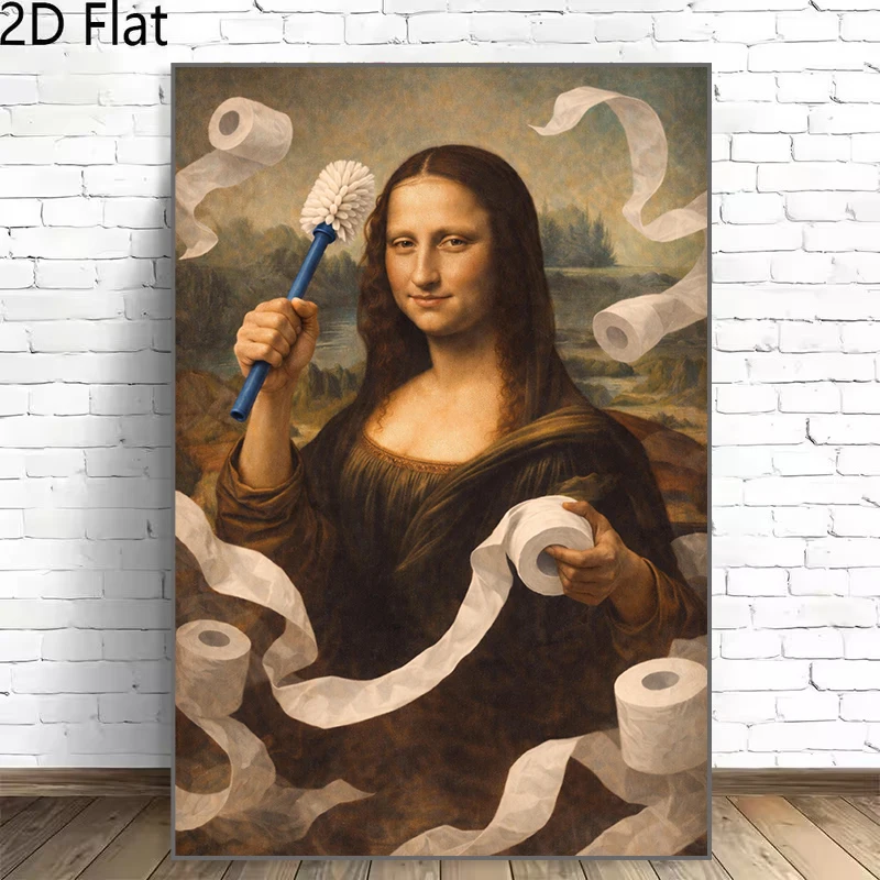 Mona Lisa Girl with A Pearl Earring Canvas Figure Paintings Bathroom Wall Art Modern Decor Humor Funny Poster Print Picture