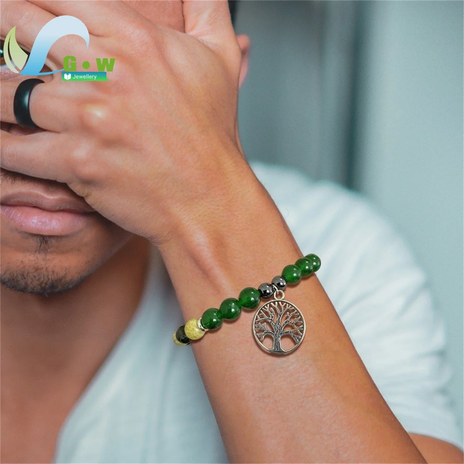 Natural Stone Elastic Bracelet Tree of Life Adjustable Jewelry Gift for Unisex Friendship Birthday 2025Year Trendy Best Seller
