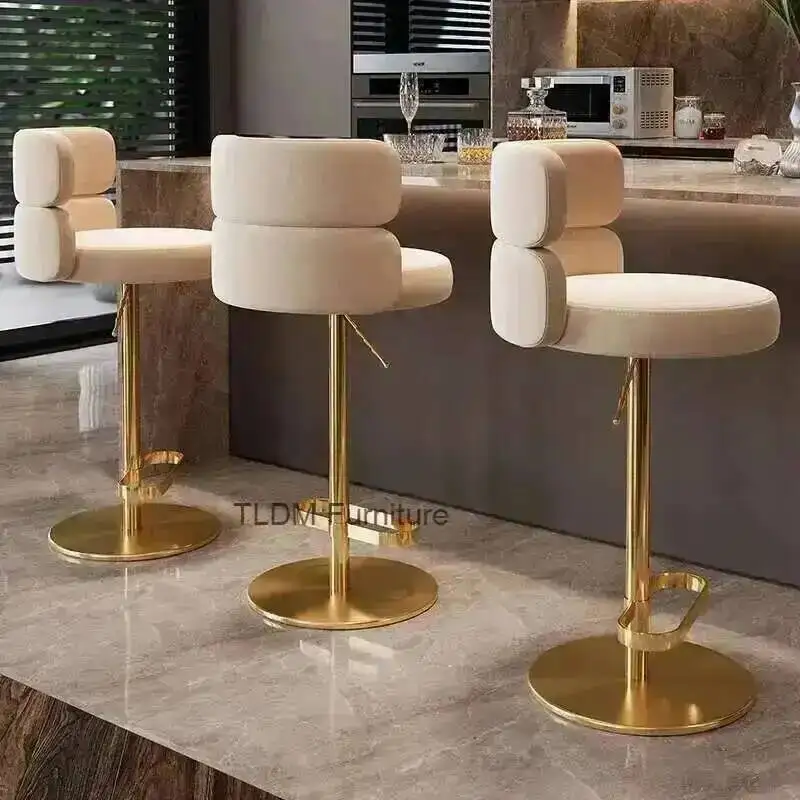 Leg Ergonomic Bar Stools Nordic Minimalist Backrest Relaxing Counter Bar Chairs Adjustable Soft Sillas De Bar Furniture