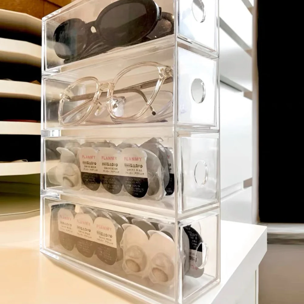 Drawer Storage Box Underwear Organizer Acrylic Cable  Eye Shadow Bedroom Desktop Lipstick Lip Glaze Glasses Cosmetic Rack