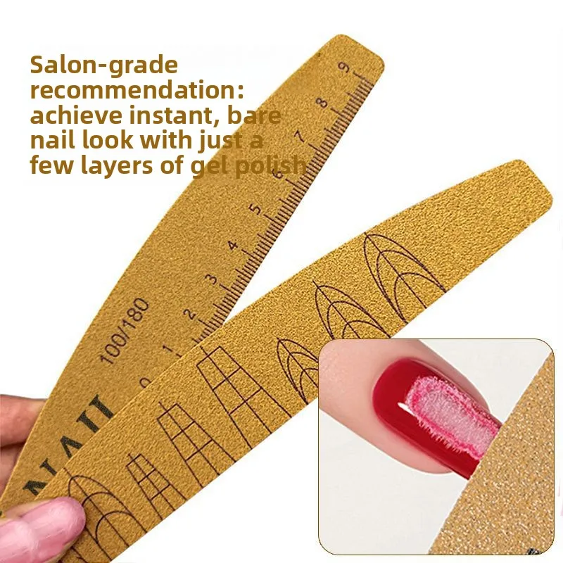 5/10Pcs Washable Ruler Nail File with Scale Lines for Various Nail Shapes Professional Manicure Double-Sided Sanding Nail Files