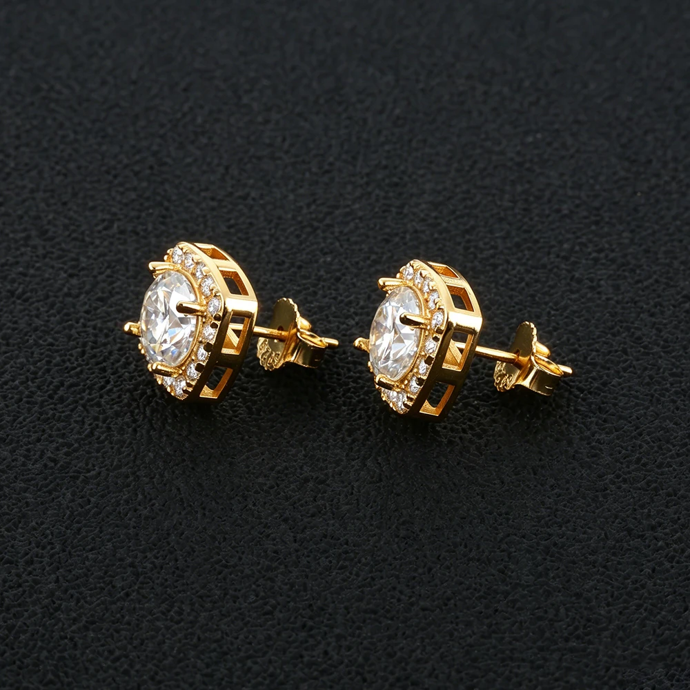Women's Iced Out Square Halo VVS1 Moissanite Earrings 925 Silver  Earring Bling Luxury Hip Hop Jewelry For Party Birthday Gift - view 5