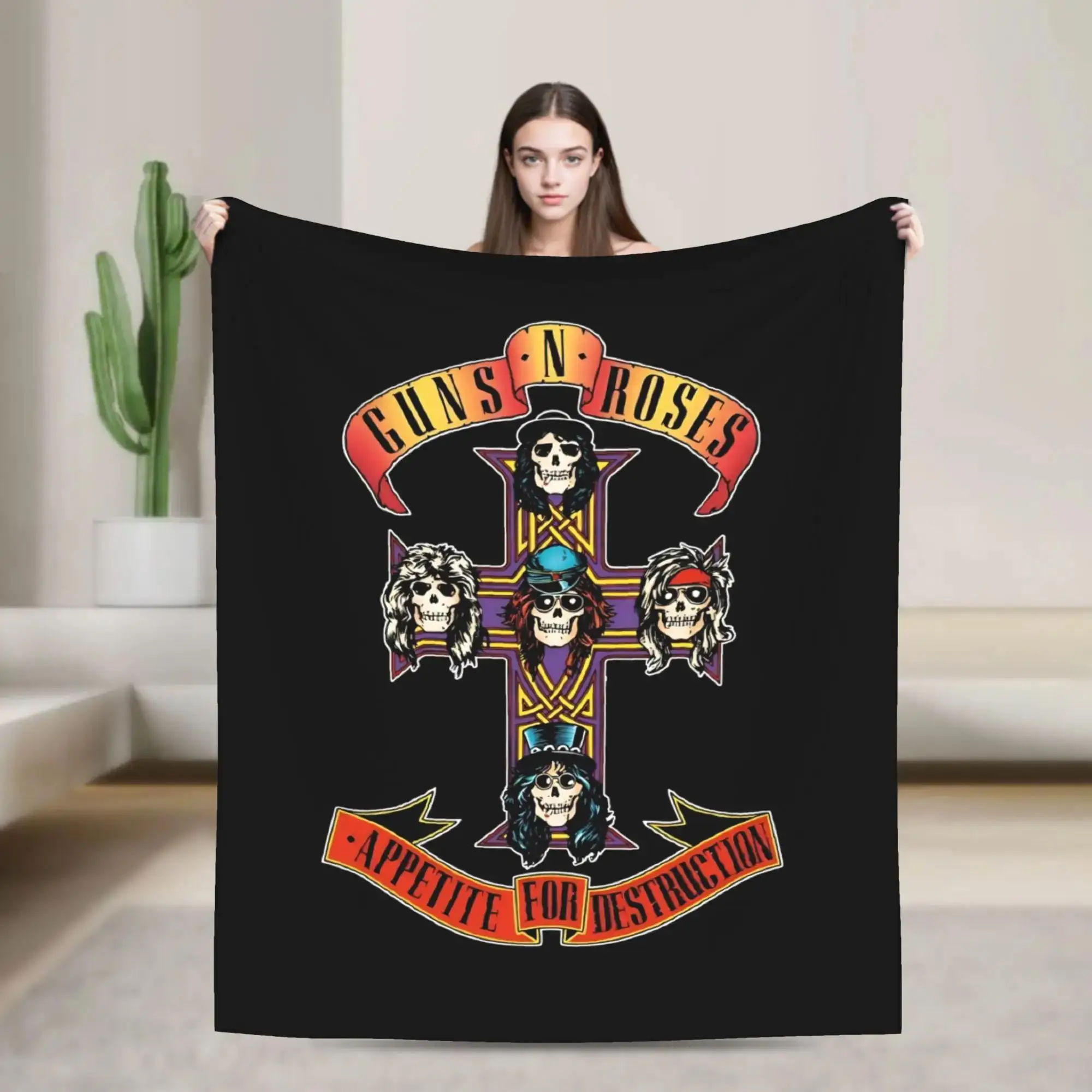 

Мягкое плюшевое одеяло с изображением группы Guns N' Roses для дивана, кровати, офиса или путешествий, фланелевый чехол для дивана, теплый и удобный декор для дома