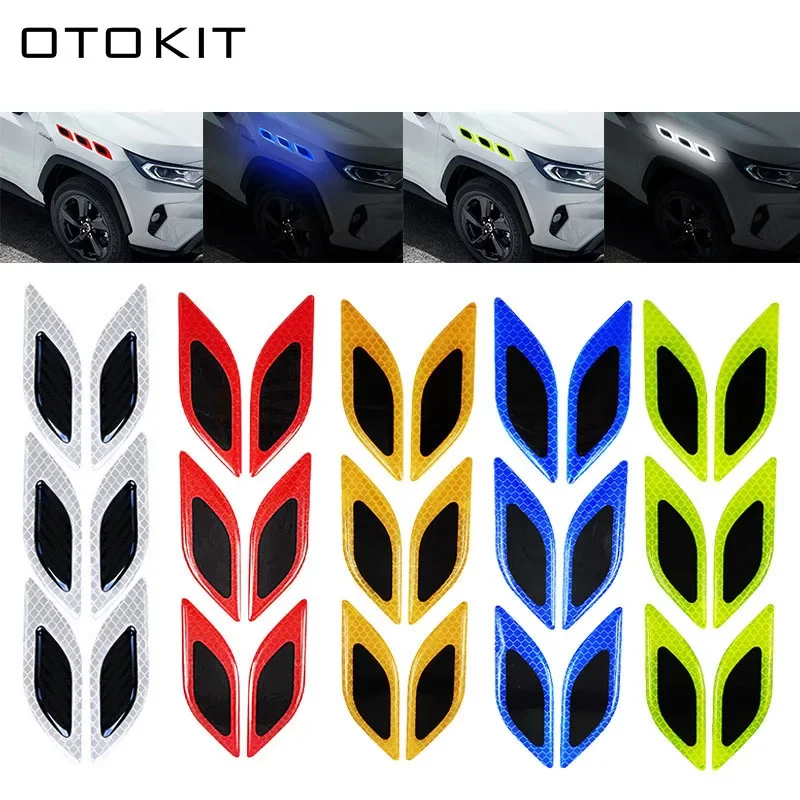 

OTOKIT 6pcs/Set Car Reflective Stickers Anti-Scratch Safety Warning Sticker for Truck Auto Motor Exterior Decorative Accessories