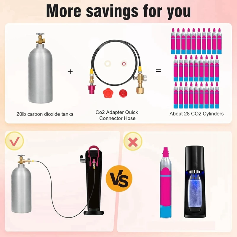 Adapter do sody Co2 Szybkozłącze Adapter Wąż do Terra DUO Art Gaia Aqua Fizz Series (60 cali) do zaworu CGA320