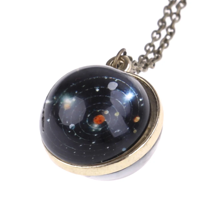 Solar System Necklace Pendant Galaxy Double Sided Pendant Universe Jewelry