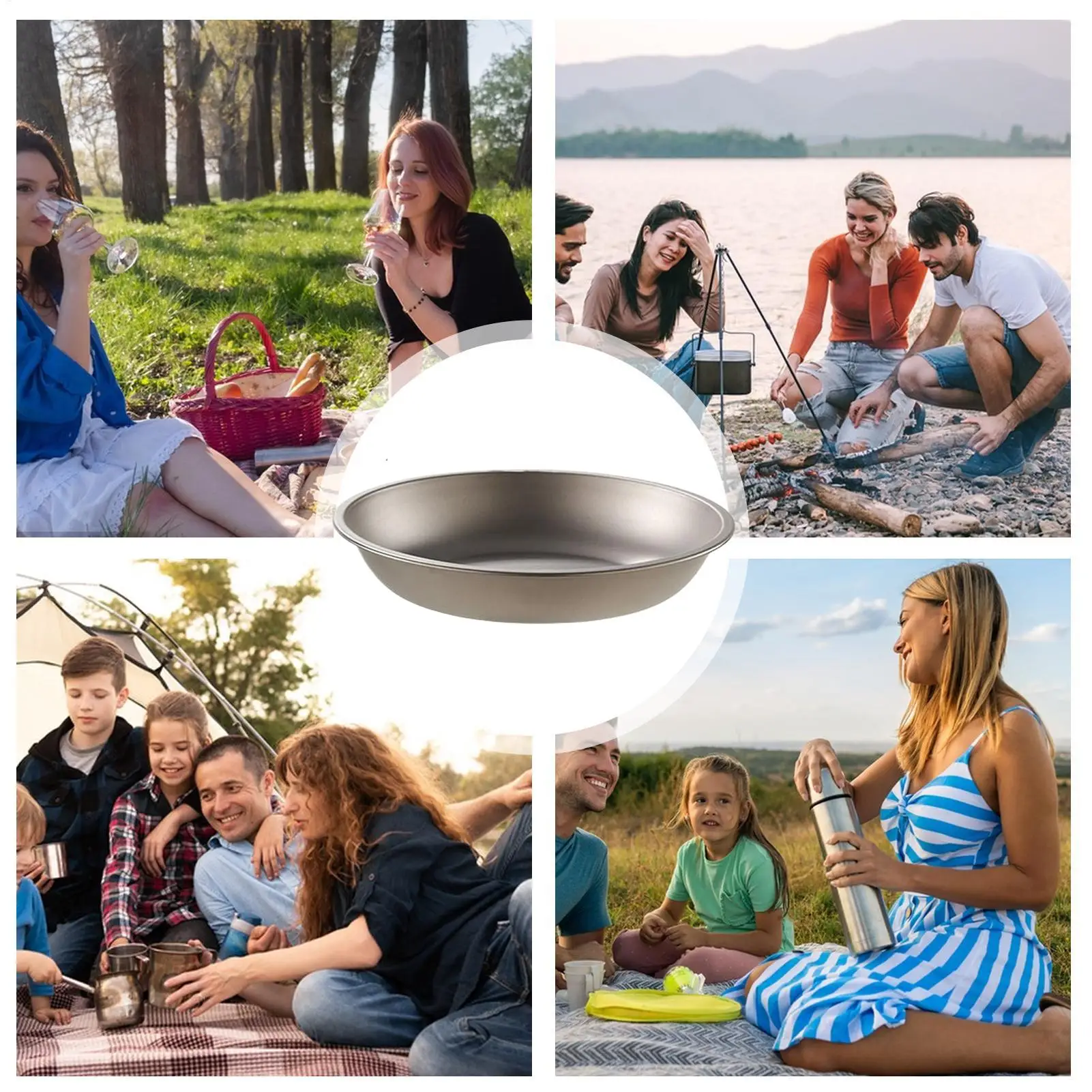 Titanium Plate Titanium Camping Cookware Stackable Lightweight Cookware Dishes Dinnerware Storage For Kitchen Backpacking Food