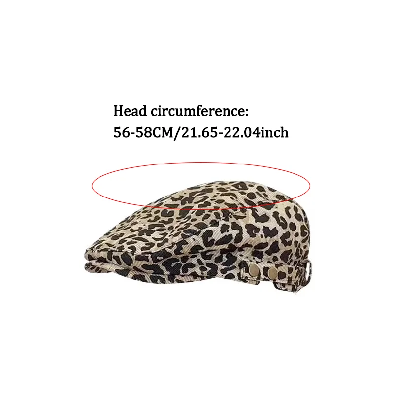 Women's Leopard Print Newsboy Cap Classic Adjustable Gatsby Cabbie Ivy Flat Hat Fashion Casual Beret Hat