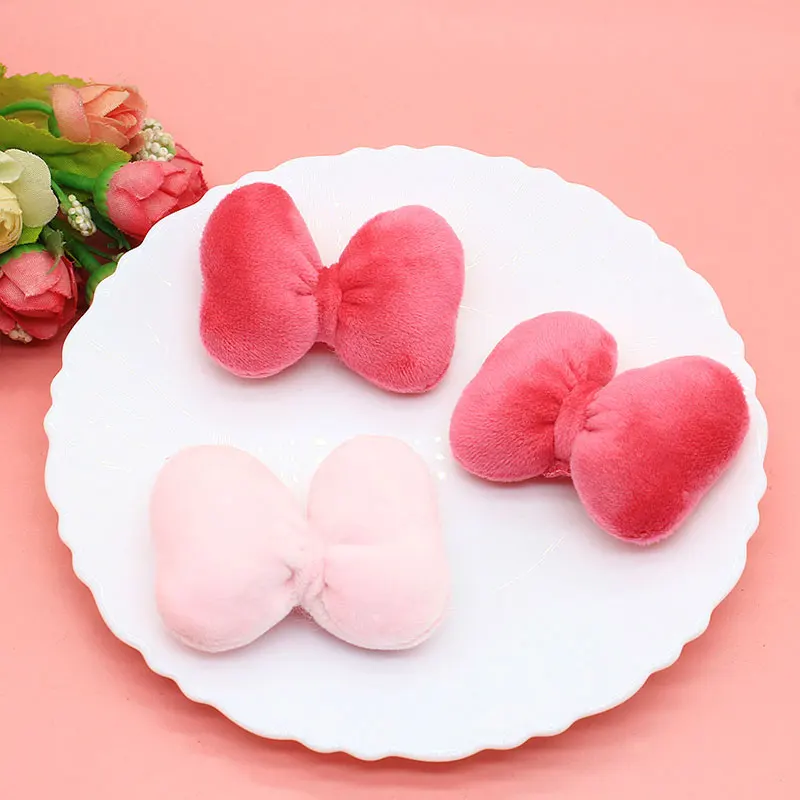 10 Stück rosa Schleifenapplikationen aus flauschigem Stoff, Cartoon-Motiv, einfarbig, zum Selbermachen, für die Dekoration von Kleidung, Schuhen und Hüten. – Detail 2