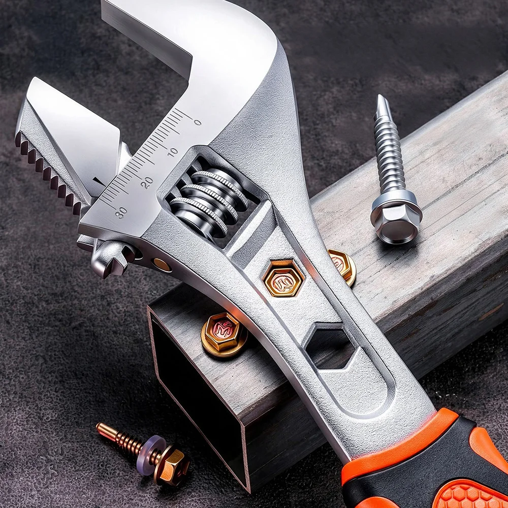 8 10 12 Inch Adjustable Wrench CR-V Steel Anti-slip Universal Spanner For Car Motorcycle Home Maintenance Heavy Duty Hand Tool