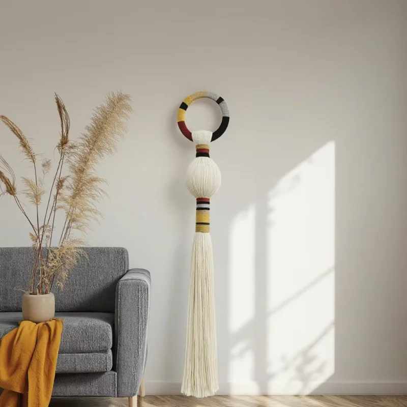 

Still Life Inspired Macrame Ball Wall Decor, Handmade Hanging Tapestry for Living Room