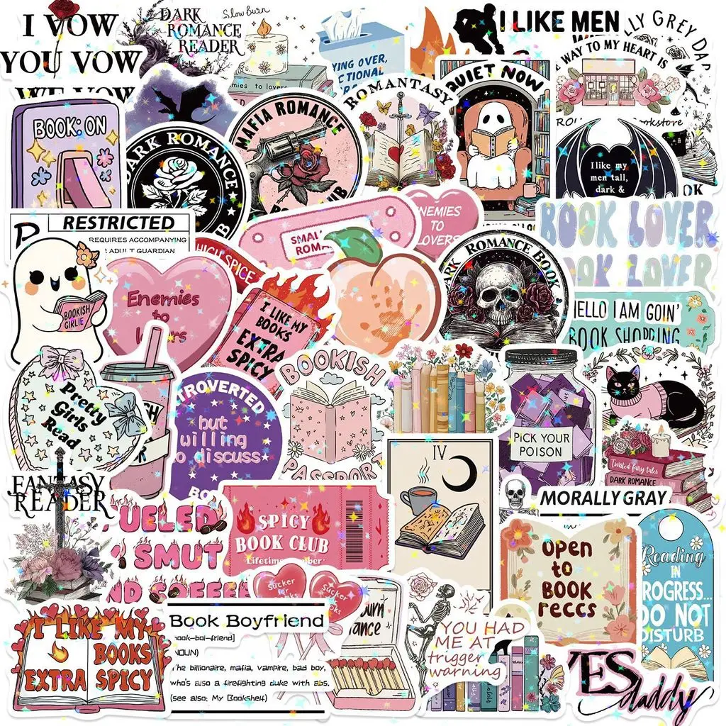 50Sheets Cartoon Star Reading PVC Stickers Waterproof Vinyl Decals for Phone Guitar Tumbler DIY Ornament RecordingYourLife Store
