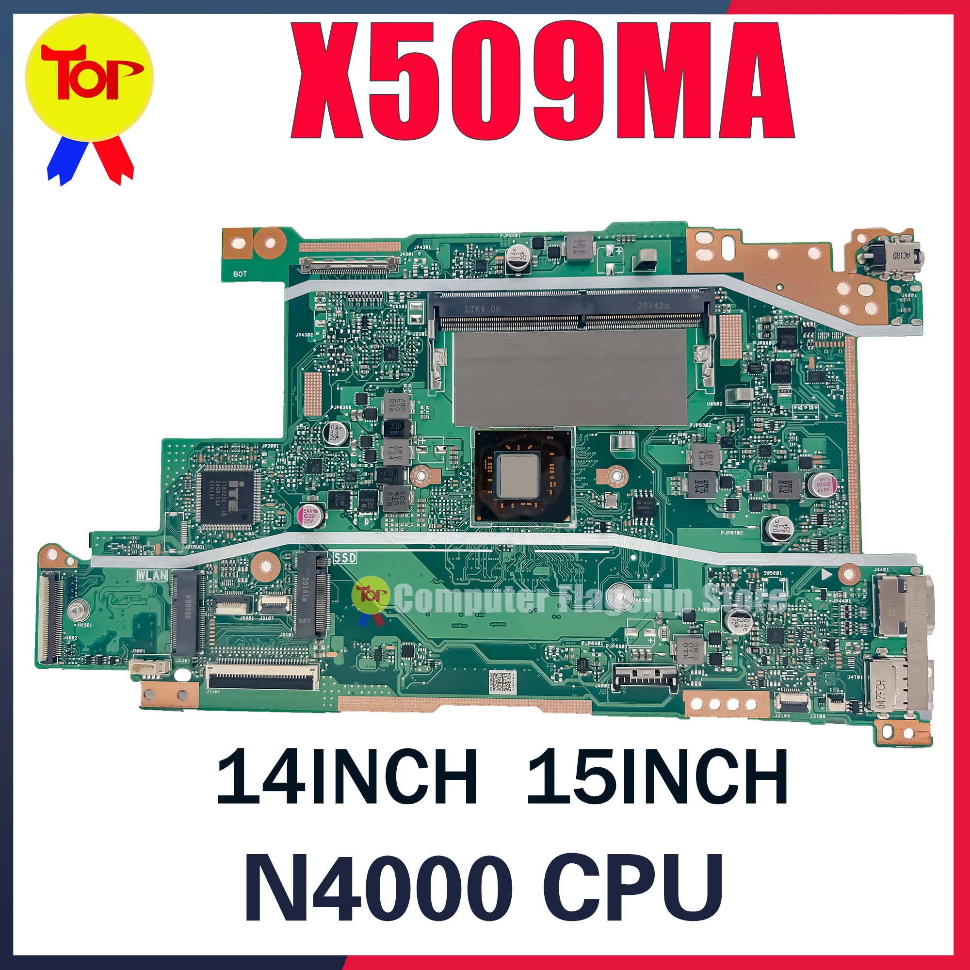 

KEFU X509MA Laptop Motherboard For ASUS X409M X509M X409MA Mainboard N4000 CPU 14Inch Or 15Inch