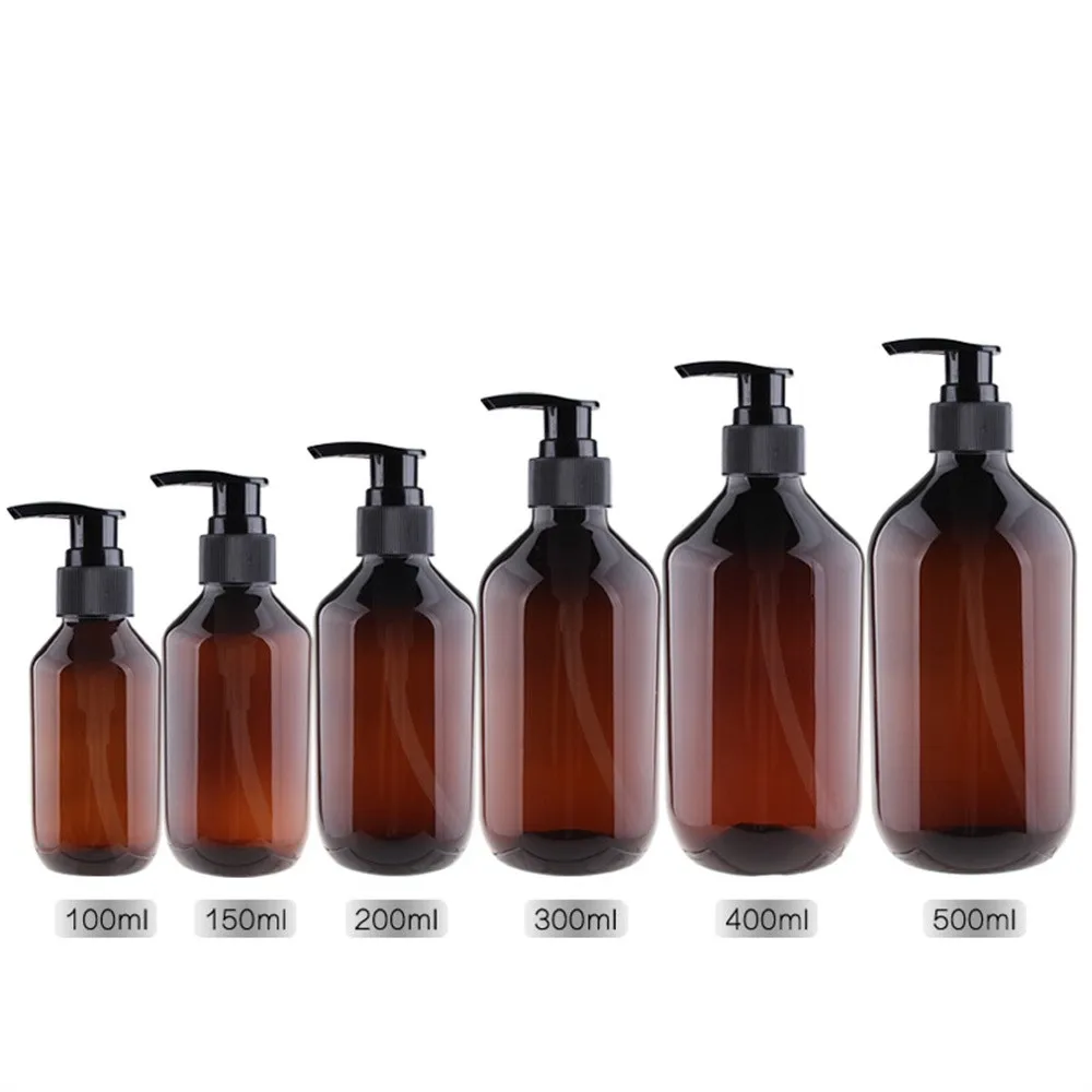 Distributeur de liquide à pompe en plastique, d'extraction de 100/200/300/400/500ml, pour tous les jours, pour shampoing, gel douche, plat de cuisine HI