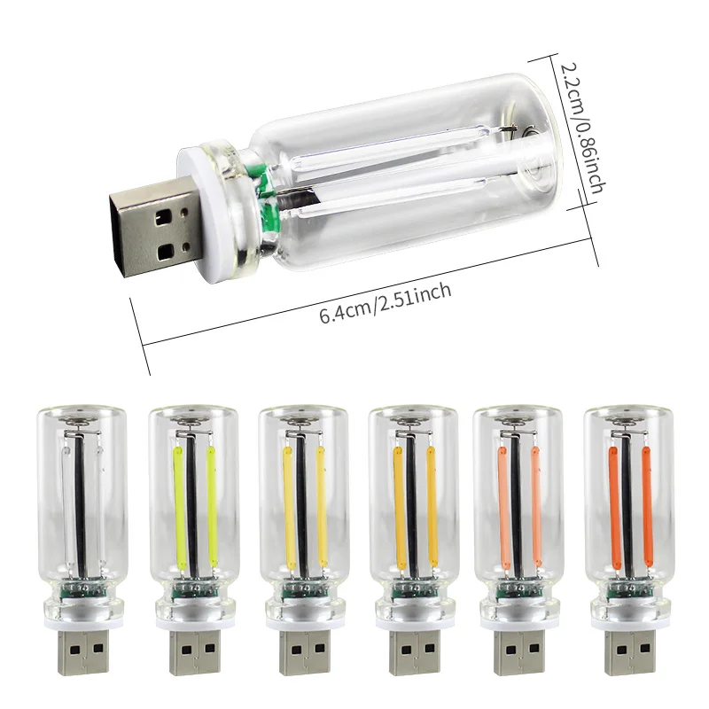 اللمس يعتم USB LED خيوط الزجاج لمبة 5 فولت الرجعية اديسون لمبة 0.3 واط ليلة ضوء سيارة الديكور المتوهجة حماية العين الخفيفة