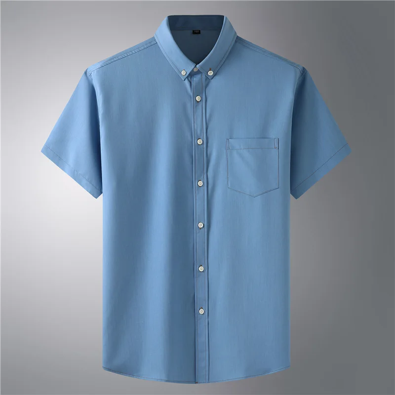 High quality Summer 9XL 10XL 12XL 11XL Large Size Men Shirt Jeans Short Sleeve Blue Business formal oversize office Shirt 50 54