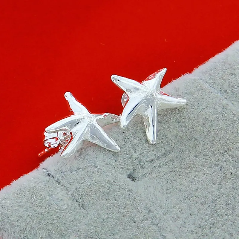 

925 Sterling Silver Starfish Stud Earring Genuine For Women Wedding Engagement Jewelry Christmas Gift Party