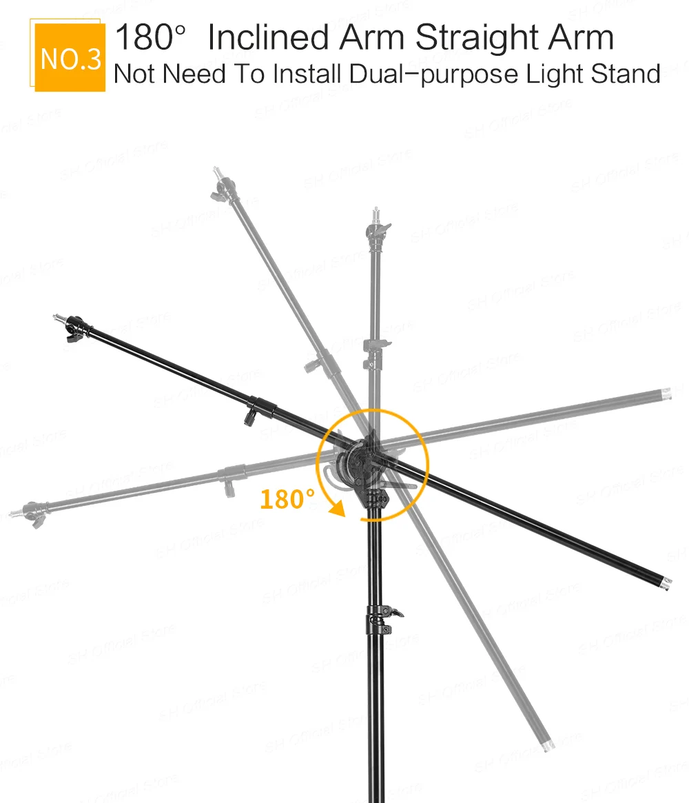 Metal Light Stand 2.8M to 4M Photographic Equipment Photography Studio Accessory Kit Retractable Cantilever  With Sand Bag