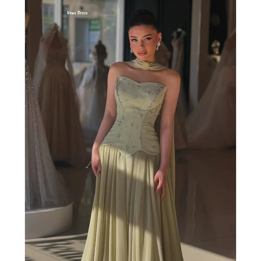 

Vows Line A Women Evening Dress 2025 Tube Top Custom Made Party Dresses for Special Occasions Bead Embroidery Elegant Gown