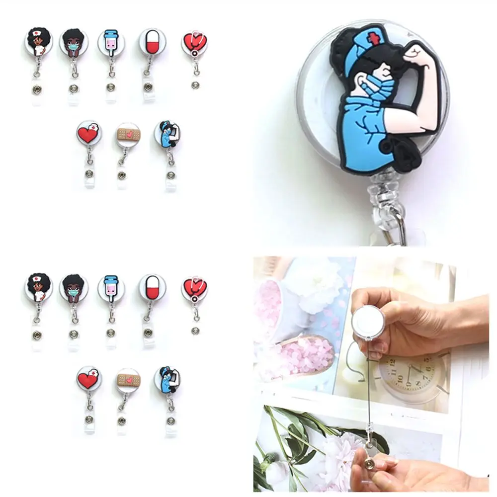 Cute Portable  Treatment Practical Retractable Keychain Doctor Nurse Clip Badge Reel Clip ID Card Badge Holder