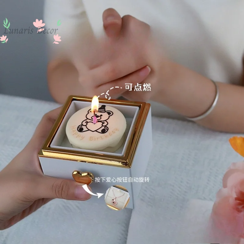 Candle-lit bear cake surprise box - automatic flip birthday gift box