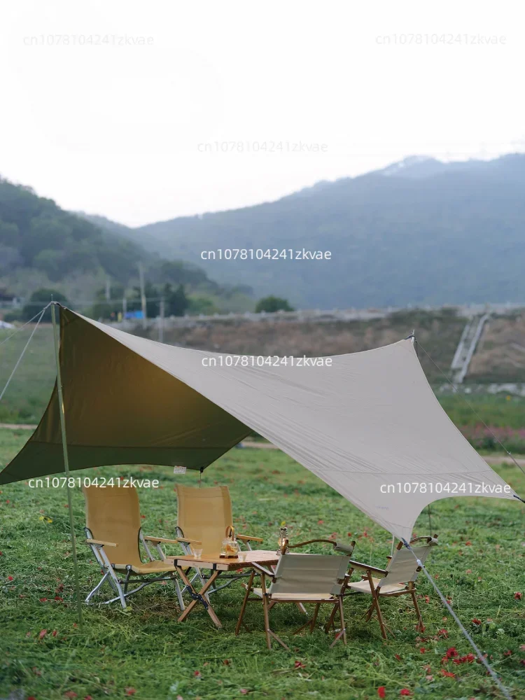 

Outdoor Butterfly-shaped Awning Sun Protection and Ultraviolet Silver Plastic Camping Arbor