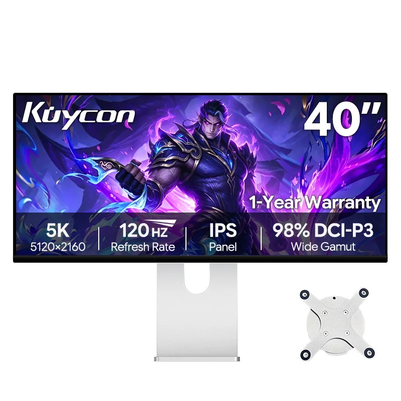 120Hz 40 Inch Gaming Monitor Kuycon P40K UHD IPS PC LED Display HDR 99%sRGB 400 Nits Computer Screen Anti-glare HDMI Type-C VESA