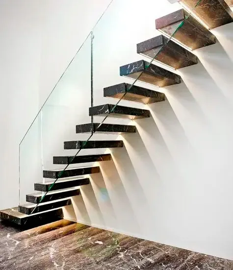 Customization Modern Design Floating Stairs Natural Stone Marble Ladder Stair Steps Fast Delivery Floating Stair Treads