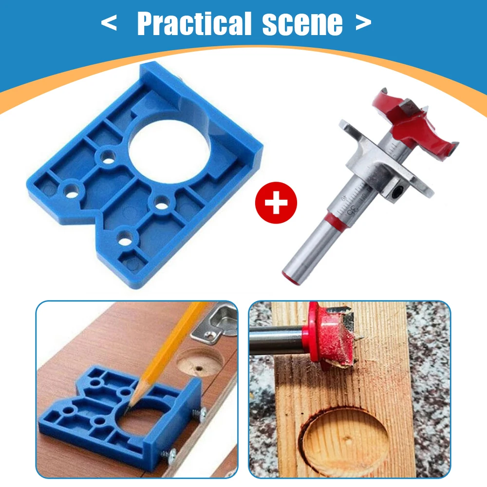 35mm Hinge Drilling Jig Set Concealed Guide Hinge Hole Drilling Locator Woodworking Hole Opener Door Cabinet Accessories Tools