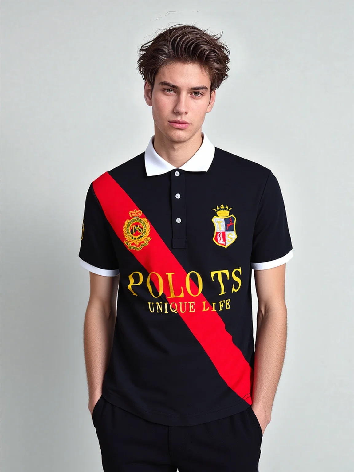2026 Summer New White Men's Polo Shirt British Classic Male Clothing Sports Leisure Design Short Sleeve Collar T-Shirt Oversized