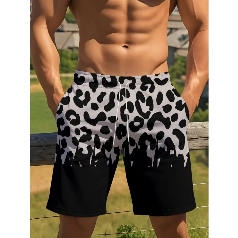 

3D Printing Cat Leopard Short Pants For Men Cute Animal Pattern Swim Trunks Summer Quick Dry Oversized Casual Beach Shorts