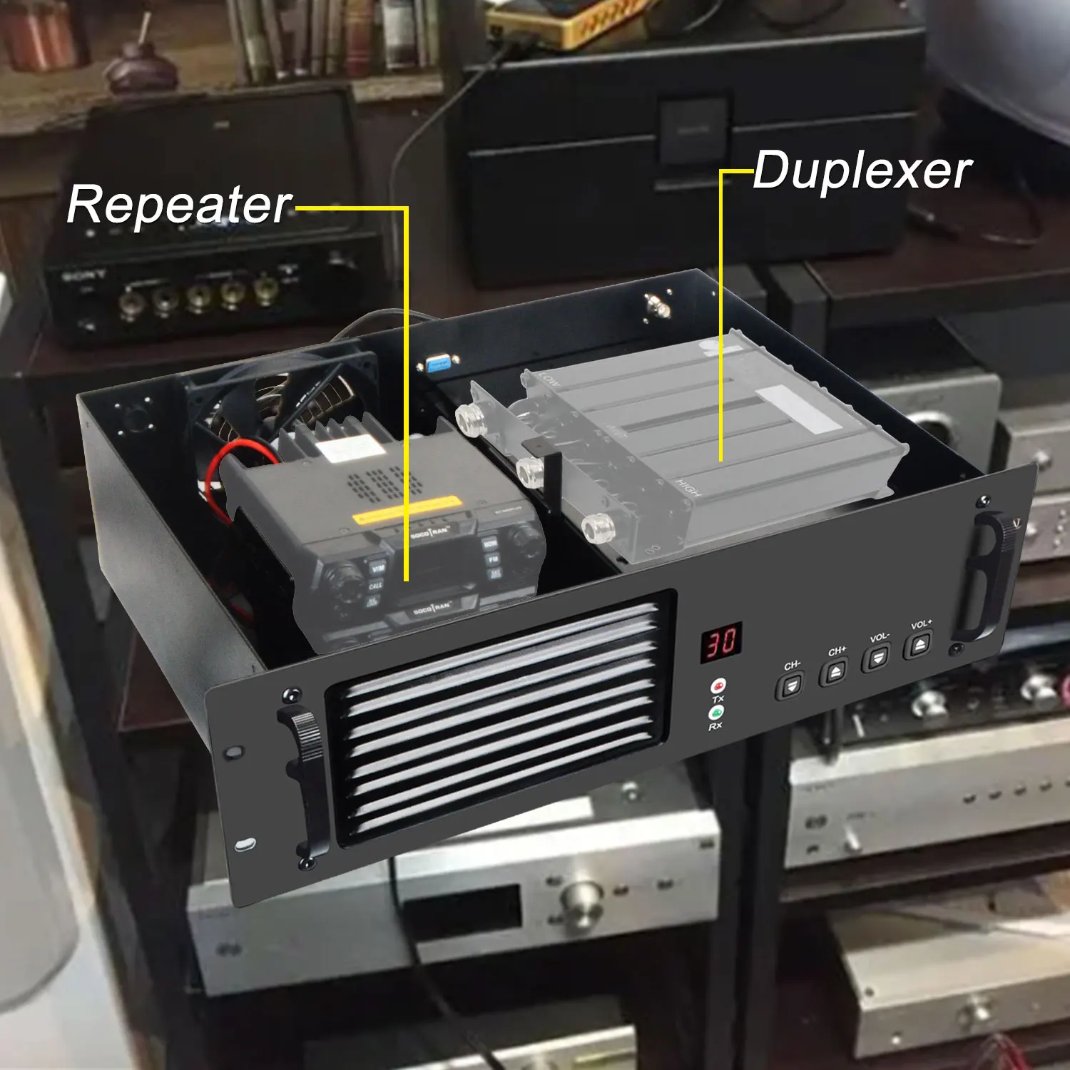 Walkie Talkie Repeater stacja bazowa metalowa szafka z 13.8V 30A zasilacz do Motorola GM3188 GM3688 GM338 GM950