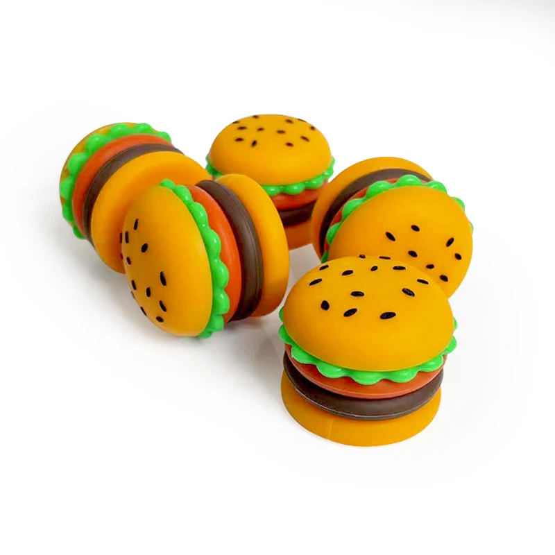 New-1PC 5ml Creative Hamburger Silicone Container Portable Smoke Oil Storage Box Wax Jar Organizer