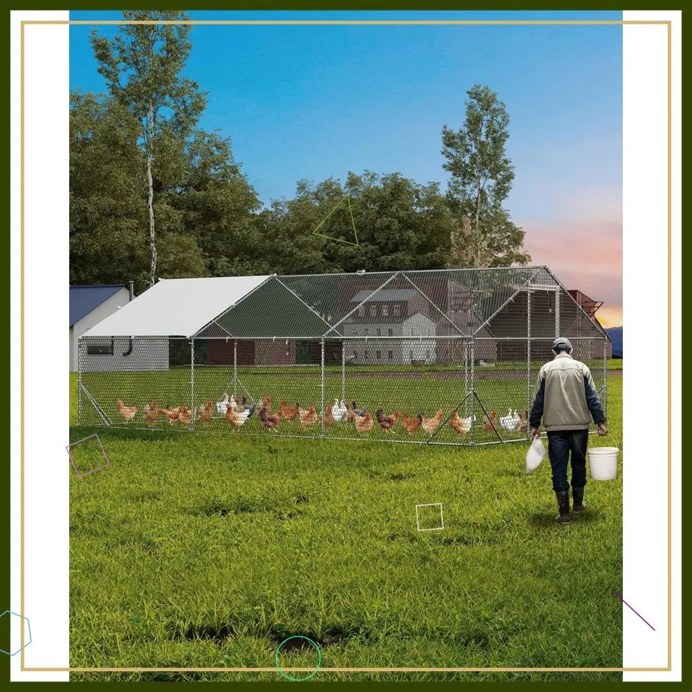 

Большой металлический курятник для 20-30 кур, уличная клетка для птицы с водонепроницаемым УФ-покрытием
