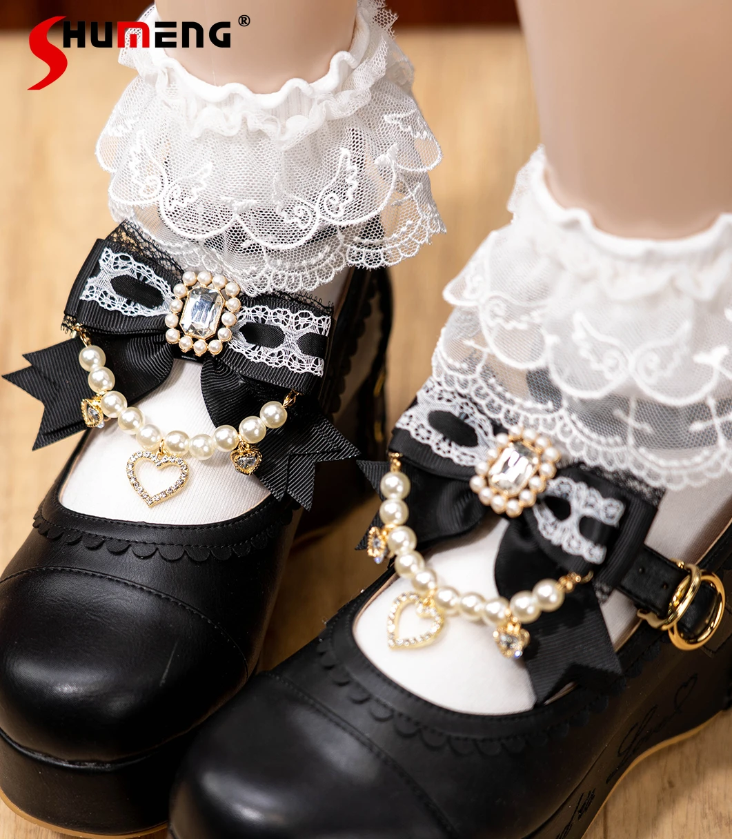 

Japanese Cute Pearl Chain Shoe Clip Lolita Barrettes Side Clip Mine Series Mass-Produced Pairs Horsetail Headwear Shoe Ornament