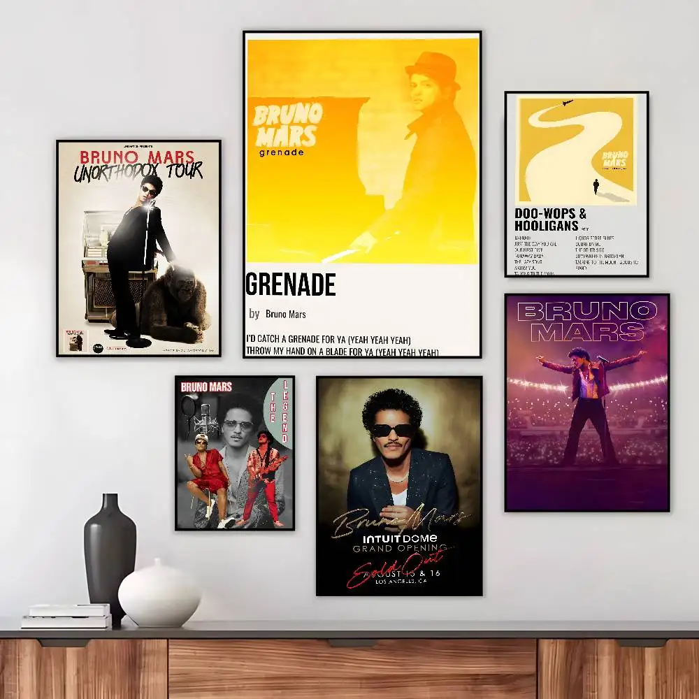 Singer B-Bruno M-Mars Album Poster Art canvas HD aesthetic Printing Paper Wall Art for Living Room Bar fashion Home Decor