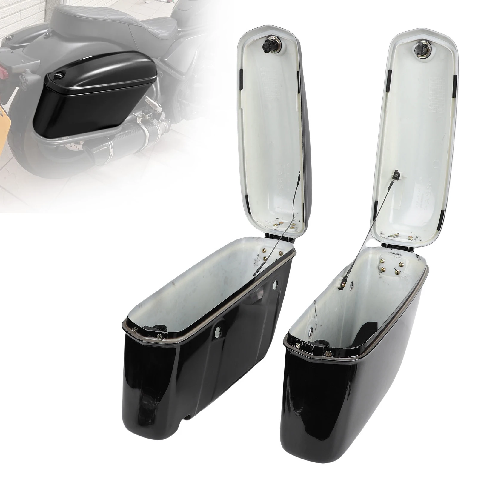 

Motorcycle Hard Saddle Bags Side Box 22L Trunk Luggage Storage Box with Lock and Mounting Kit Replacement for Suzuki