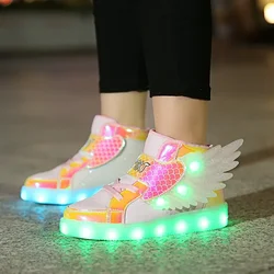 Size 27-37 USB Charger Glowing Sneakers Children Led Casual Shoes Boys Led Slippers Luminous Sneakers Girls Breathable Shoes