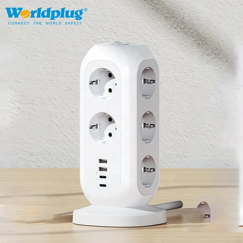 USB C Surge Protector EU Electrical Power Strip Cube Extension Socket with USB