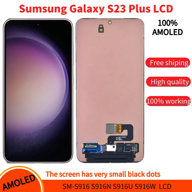 With defects LCD For Samsung Galaxy S23 Plus 5G Lcd SM-S916 S916F S916U Display Touch Screen Digitizer Assembly Replacement