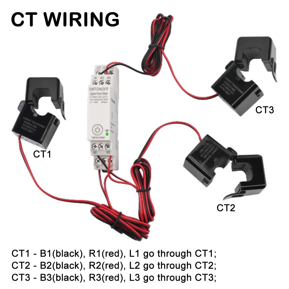 Zigbee Tuya Dreiphasiger 100A Smart Energy Power Monitor mit Externem Stromwandler CT 380V /415V 50Hz 60Hz – Detail 11
