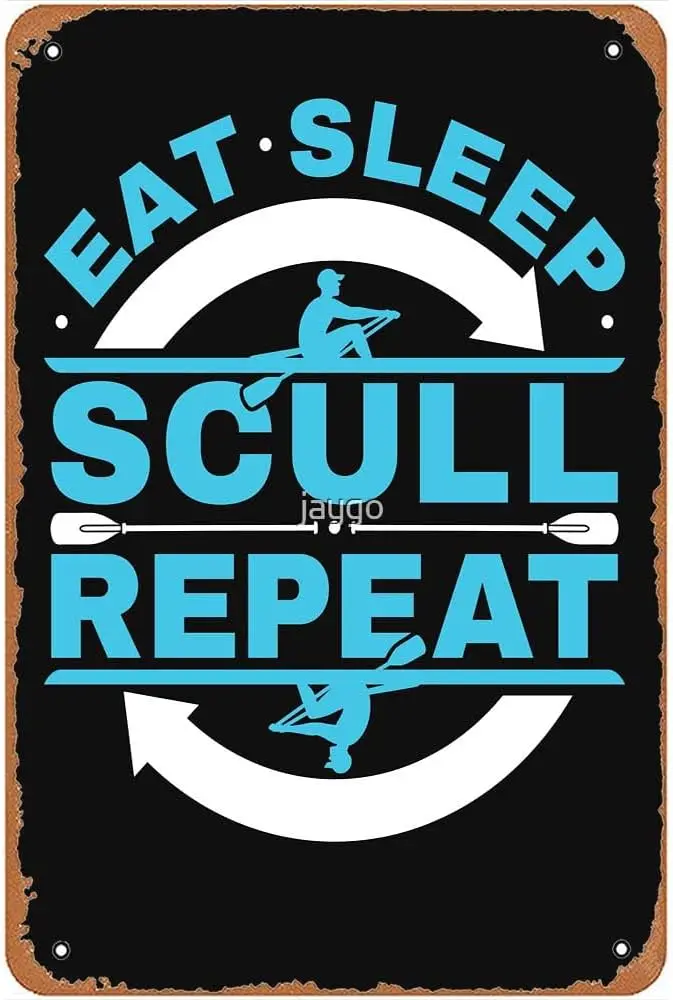 Eat Sleep Scull Repeat Metal Signs Vintage Man Cave Bar Farm Wall Art Garage Office Gift 8x12inch