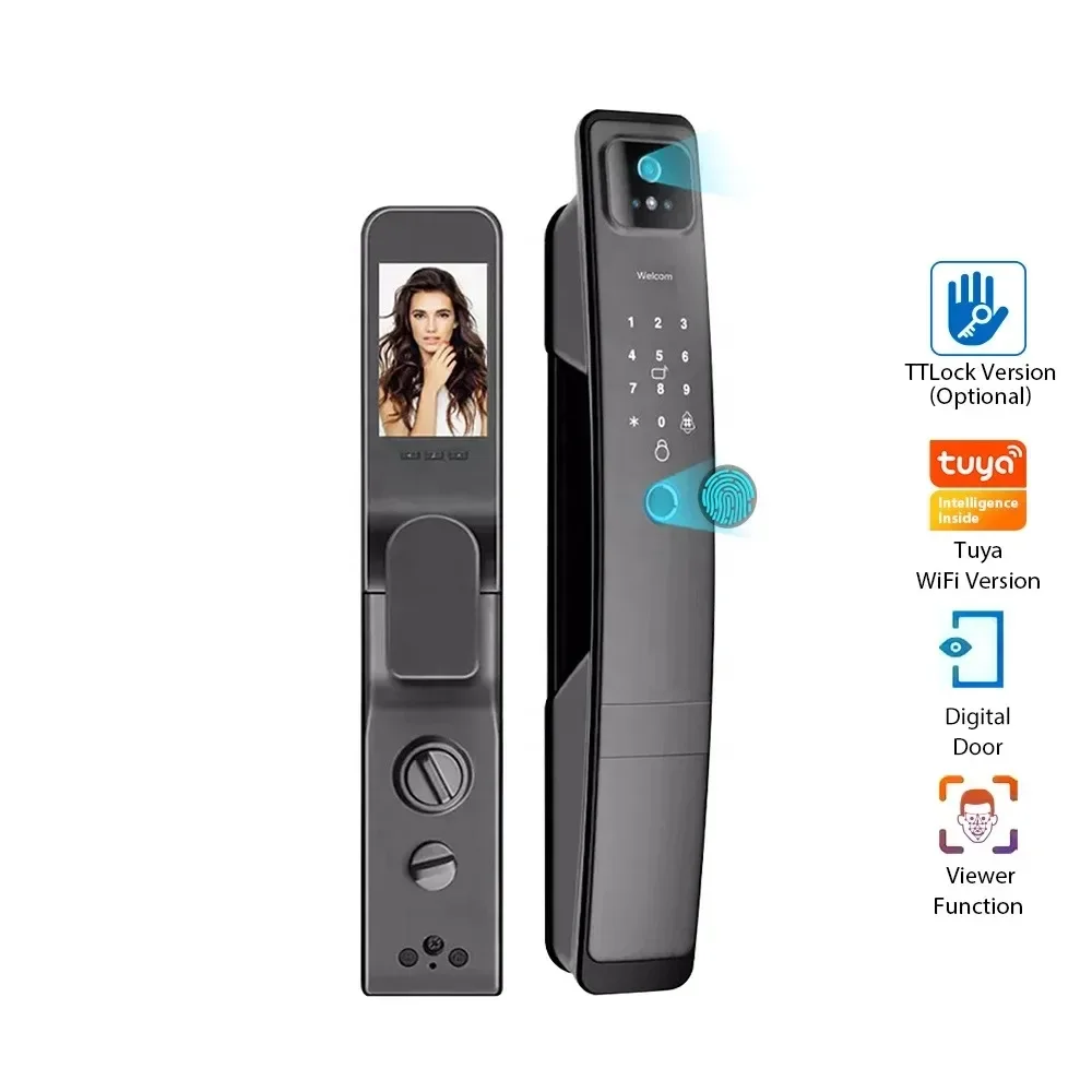 High Security Fingerprint Door Lock With Camera Tuya 3D Face Recognition Automatic Door Smart Door Lock With Tuya App