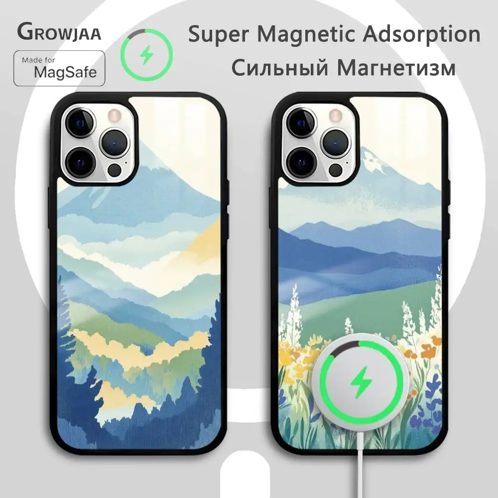 

Literature Natural Peace INS Phone Case For IPhone 16 15 14 13 12 11 Pro Max Plus Mini Magsafe Mirror Wireless Magnetic Funda