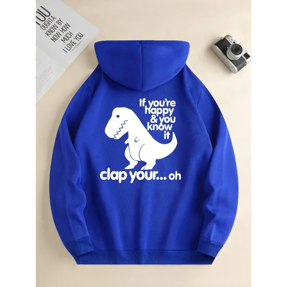 Funny Dinosaur Print Men's Cool Hoodie Fall Gift Fashion Casual Pullover Hooded Sweatshirt Streetwear Harajuku Graphic Tops