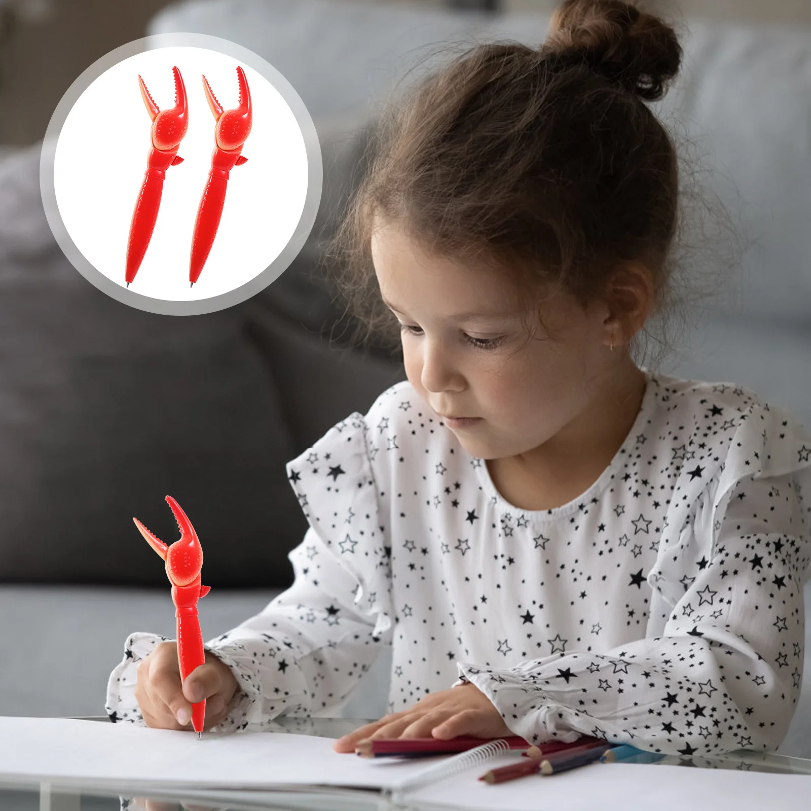 

2Pcs Crab Shaped Ink Pens Adorable Ballpoint Writing Stationery Smooth Writing Experience Fidget Friendly Design for School