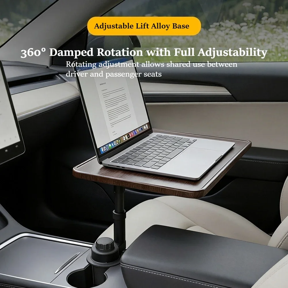 Retractable Floating Car Table Rotating Lift Dining Laptop Tray Multifunction Bracket For Tesla