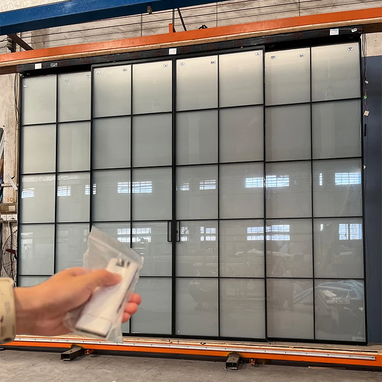 Bedroom Shower Office Switchable Smart Glass Door Partition Wall Aluminum French Auto Sensor Glass Automatic Sliding Door System