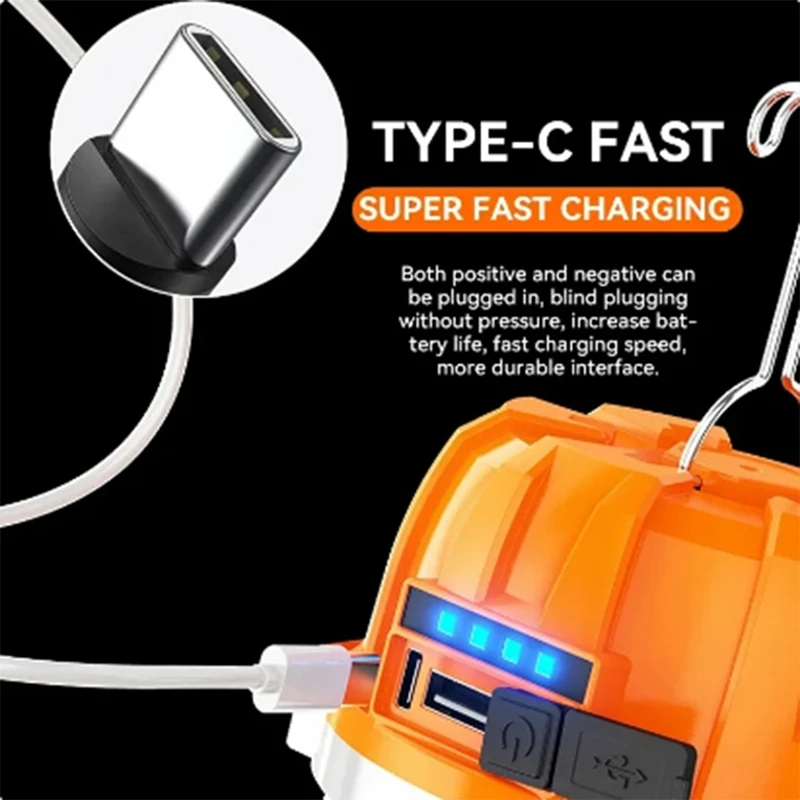 ABPP-USB Rechargeable LED Camping Lights Outdoor Camping BBQ Tents Hanging Lantern Emergency Power Bank